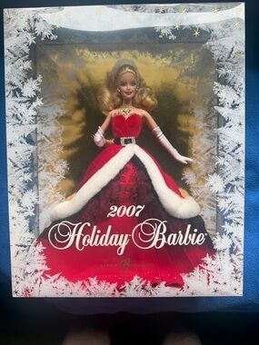 Mattel Holiday Barbie 2007 Red and White Festive Gown